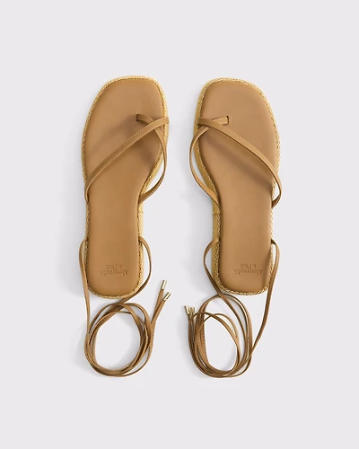 Thong Lace-Up Platform Sandals