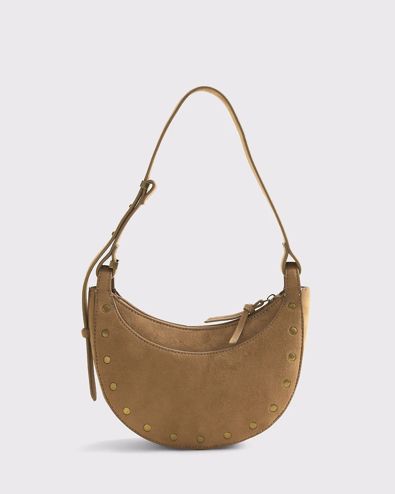 Vegan Suede Studded Saddle Bag