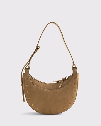 Vegan Suede Studded Saddle Bag