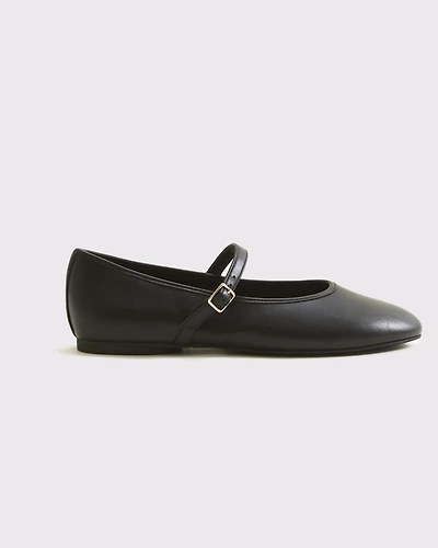 Mary Jane Round-Toe Vegan Suede Flats