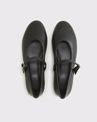 Mary Jane Round-Toe Vegan Suede Flats