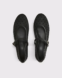Mary Jane Round-Toe Mesh Flats