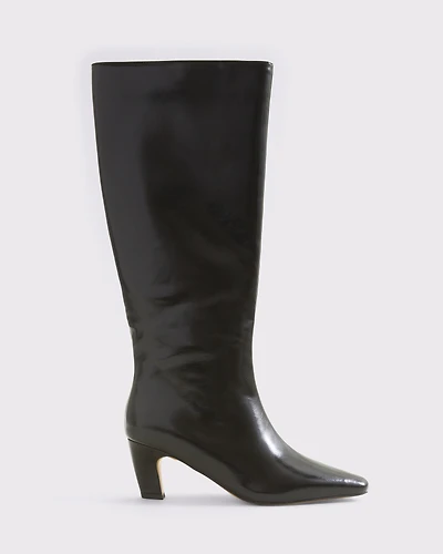 Vegan Leather Kitten Heel Boots