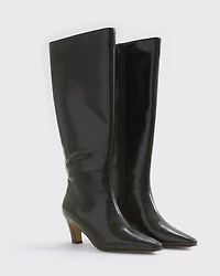 Vegan Leather Kitten Heel Boots