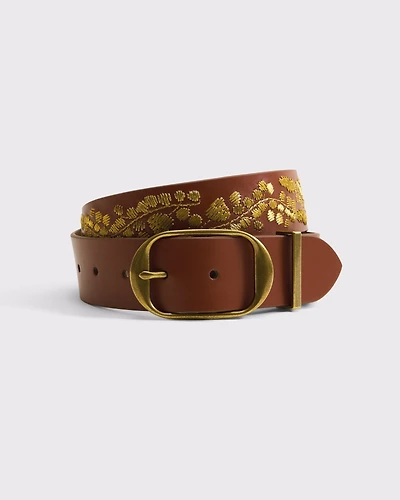 Embroidered Leather Belt