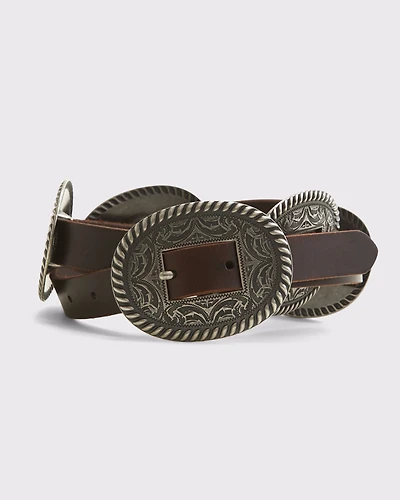 Western Ornamental Leather Belt