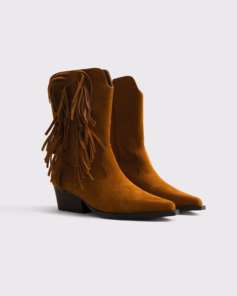 Fringe Western Short Boots