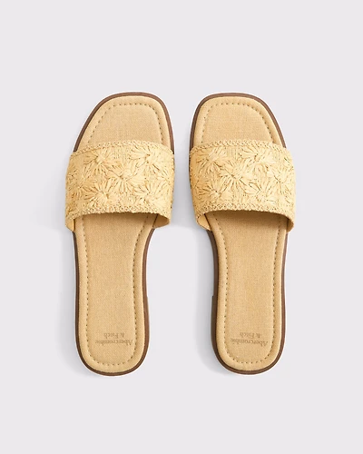 Raffia Essential Band Slide Sandals