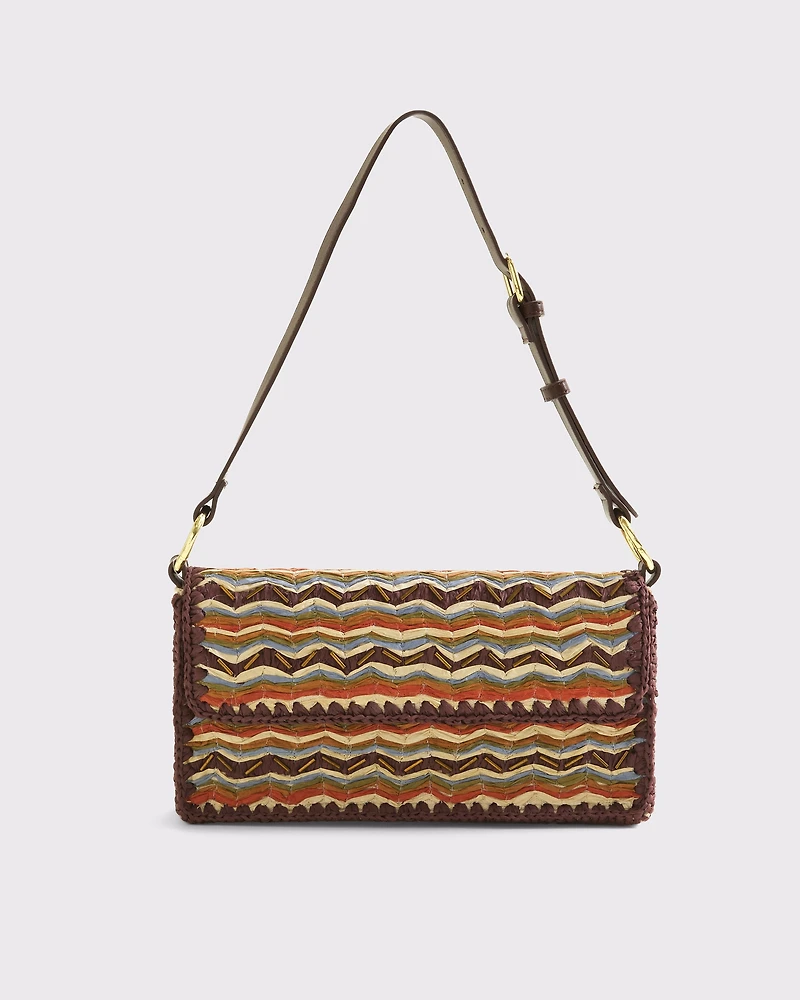Patterned Raffia Shoulder Bag