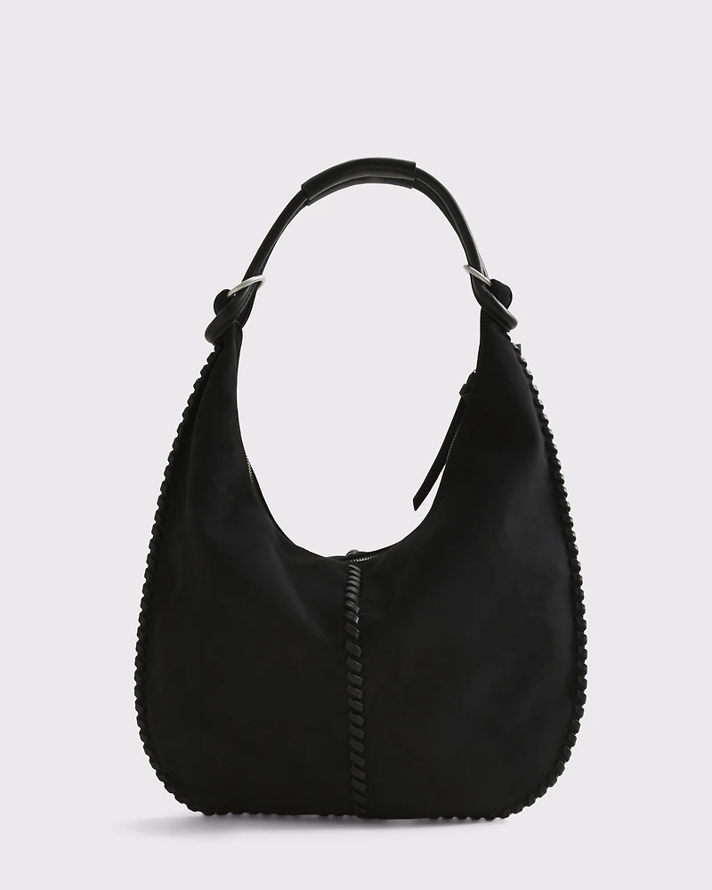 Vegan Suede Whipstitch Tote Bag