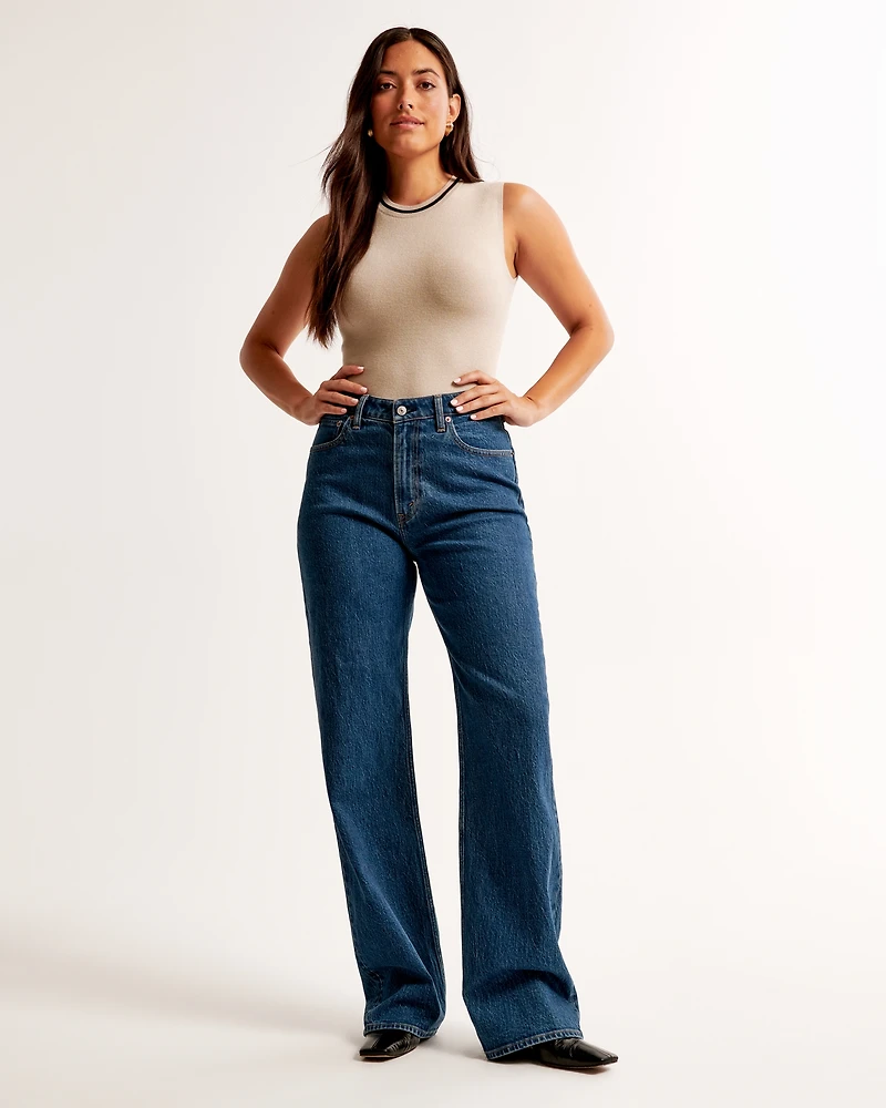 Curve Love High Rise 90s Relaxed Distressed Hem Jean