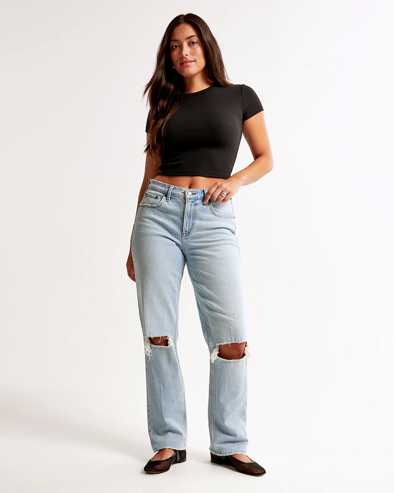 Jeans recto de tiro medio Curve Love noventeros