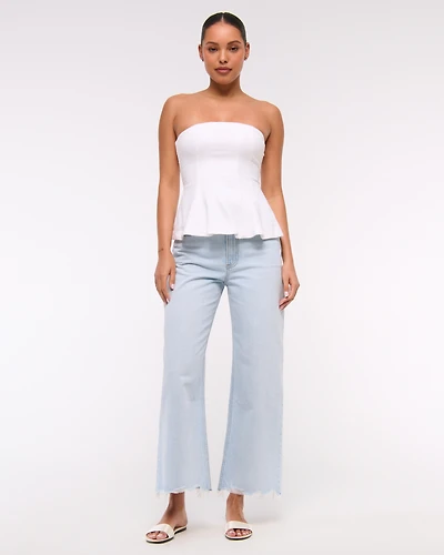 High Rise Cropped Wide Leg Jean