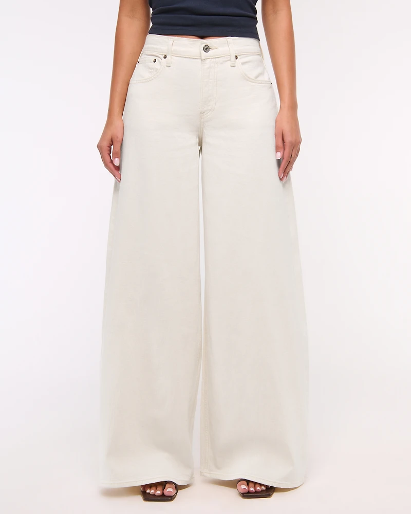 Linen-Blend Ultra Wide Leg Jean