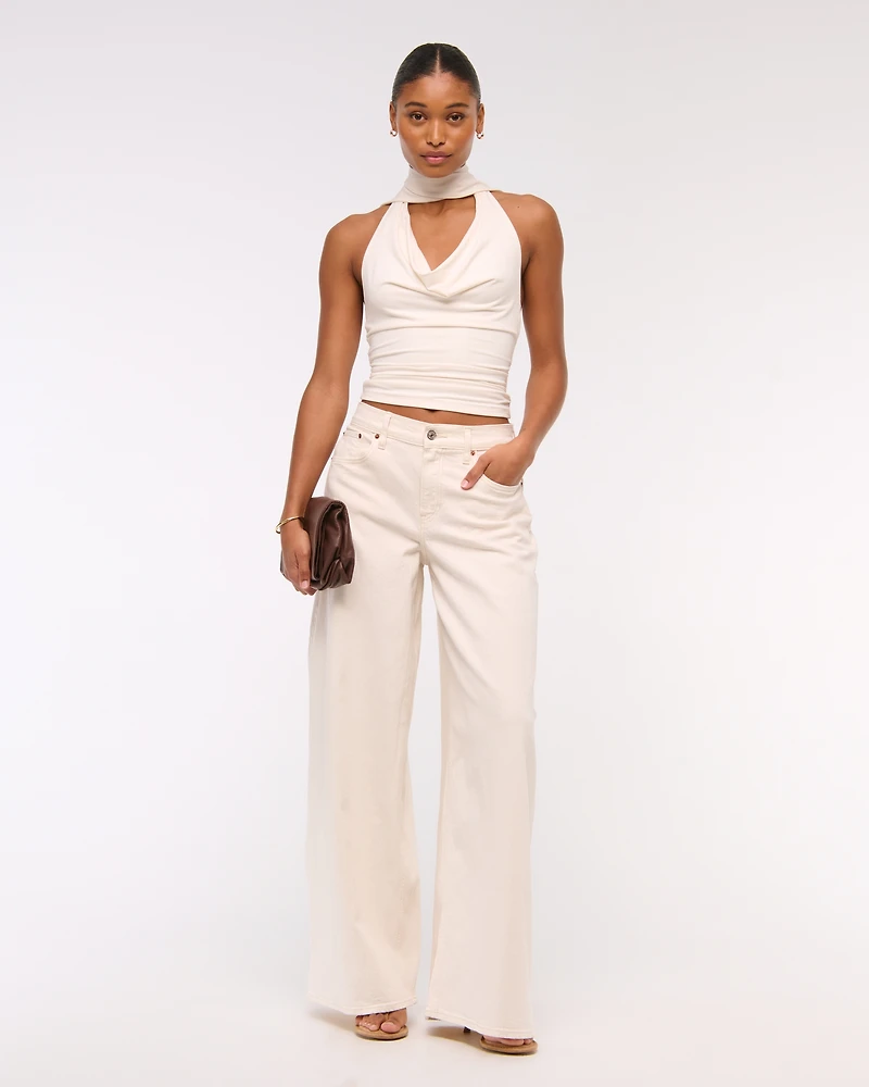 Curve Love Linen-Blend Ultra Wide Leg Jean