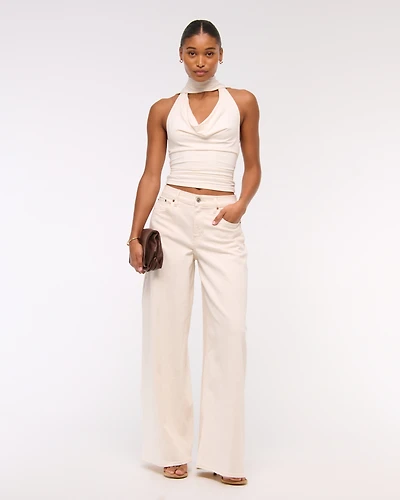 Curve Love Linen-Blend Ultra Wide Leg Jean