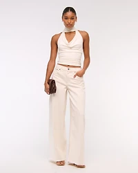 Curve Love Linen-Blend Ultra Wide Leg Jean