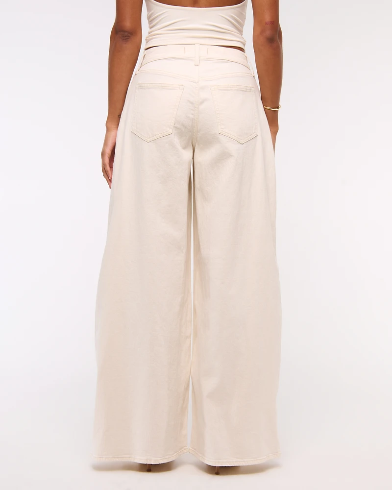 Curve Love Linen-Blend Ultra Wide Leg Jean