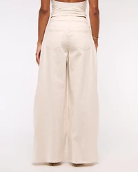 Curve Love Linen-Blend Ultra Wide Leg Jean