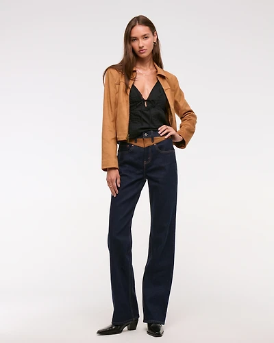 High Rise 90s Relaxed Vegan Suede Yoke Jean