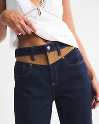 Curve Love High Rise 90s Relaxed Vegan Suede Yoke Jean