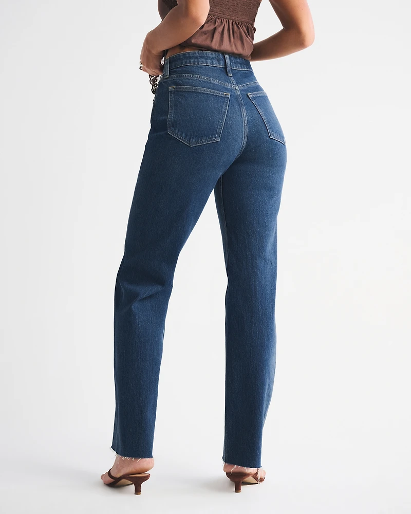 Curve Love High Rise 90s Relaxed Raw Hem Destroy Jean