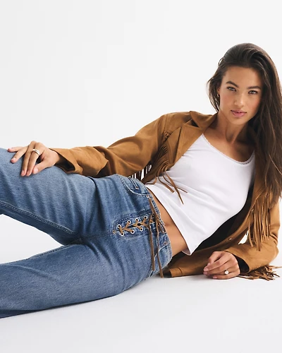 High Rise 90s Relaxed Vegan Suede Yoke Jean