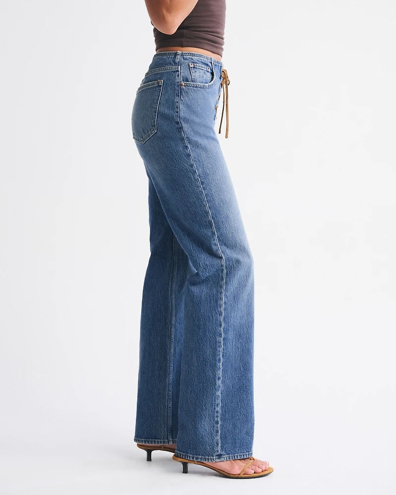 Curve Love High Rise 90s Relaxed Vegan Suede Yoke Jean