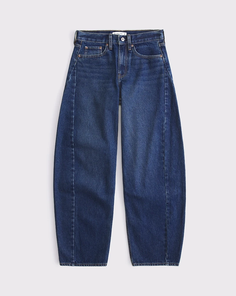 Mid Rise Barrel Horseshoe Embroidered Jean