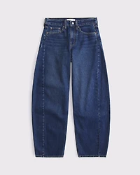 Mid Rise Barrel Horseshoe Embroidered Jean