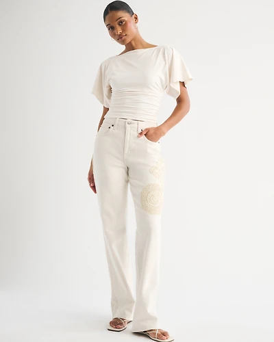 Curve Love High Rise 90s Relaxed Crochet-Style Jean