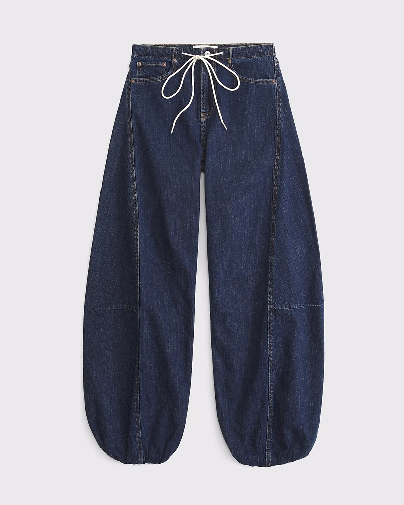 Linen-Blend High Rise Balloon Jean