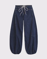 Linen-Blend High Rise Balloon Jean