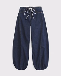 Curve Love Linen-Blend High Rise Balloon Jean