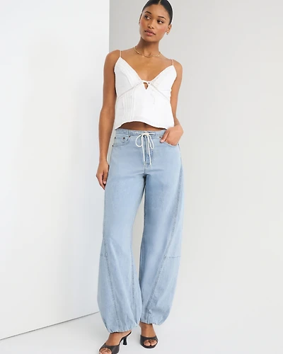 Curve Love Linen-Blend High Rise Balloon Jean