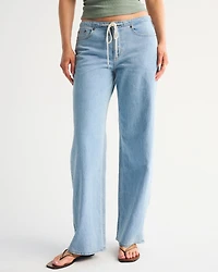 Linen-Blend Low Rise Ultra Loose Jean