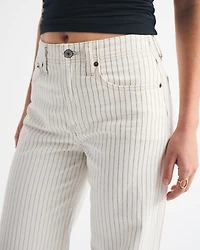 Linen-Blend High Rise Wide Leg Striped Jean