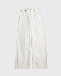 Linen-Blend High Rise Wide Leg Striped Jean