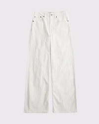 Curve Love Linen-Blend High Rise Wide Leg Striped Jean