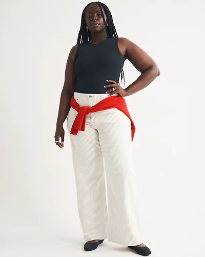 Linen-Blend Curve Love High Rise Wide Leg Jean