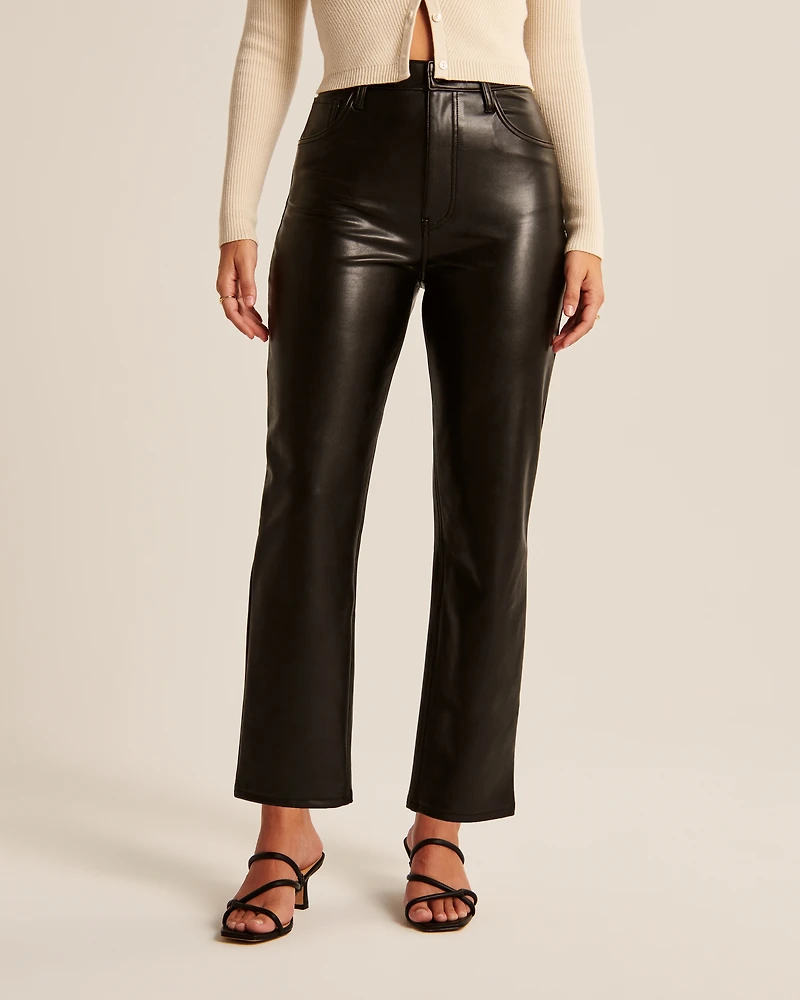 Curve Love Vegan Leather Ankle Straight Pant