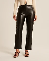Curve Love Vegan Leather Ankle Straight Pant