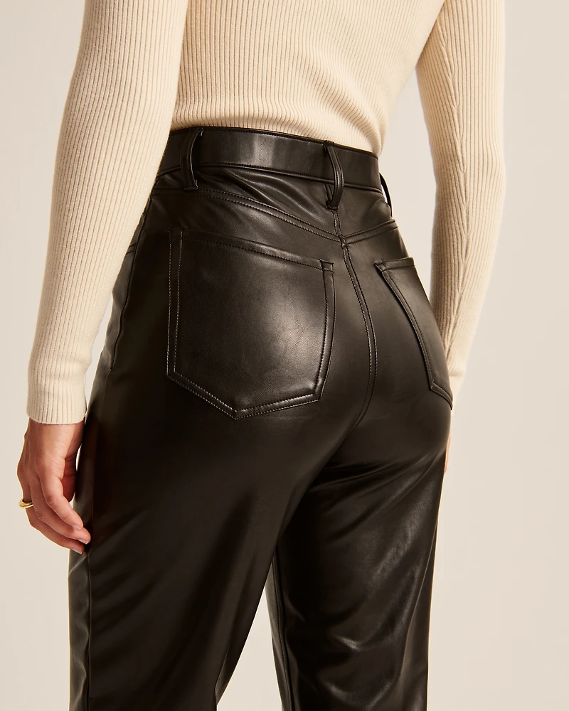 Curve Love Vegan Leather Ankle Straight Pant
