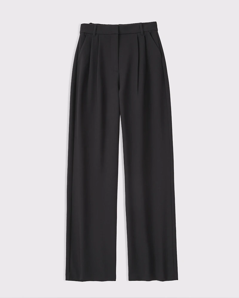 Curve Love A&F Sloane Tailored Hardware Wide Leg Pant