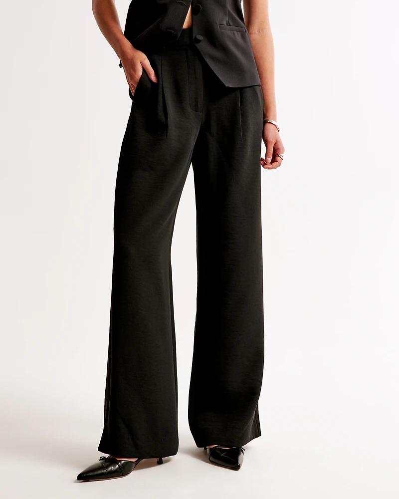 A&F Harper Tailored Premium Crepe Ultra-Wide Leg Pant