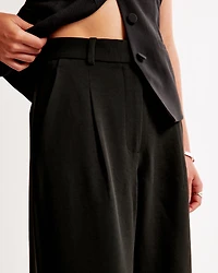 A&F Harper Tailored Premium Crepe Ultra-Wide Leg Pant