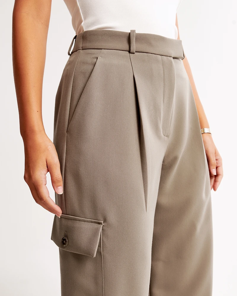Curve Love A&F Harper Tailored Ultra Wide Leg Cargo Pant