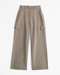 Curve Love A&F Harper Tailored Ultra Wide Leg Cargo Pant
