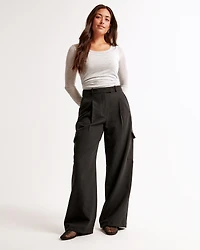 Curve Love A&F Harper Tailored Ultra Wide Leg Cargo Pant