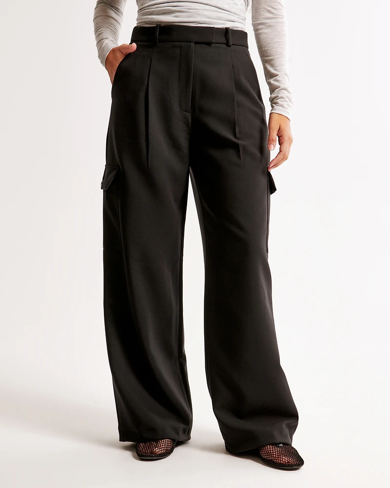 Curve Love A&F Harper Tailored Ultra Wide Leg Cargo Pant